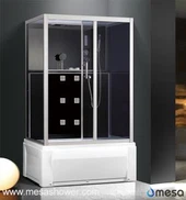 Большие угловые душевые кабины с 4-мя размерами для разных ванных комнат